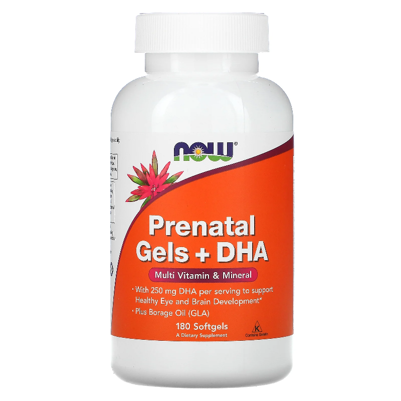 NOW Foods Witaminy dla Kobiet w Ciąży Now Foods Prenatal Gels + DHA 180softgels