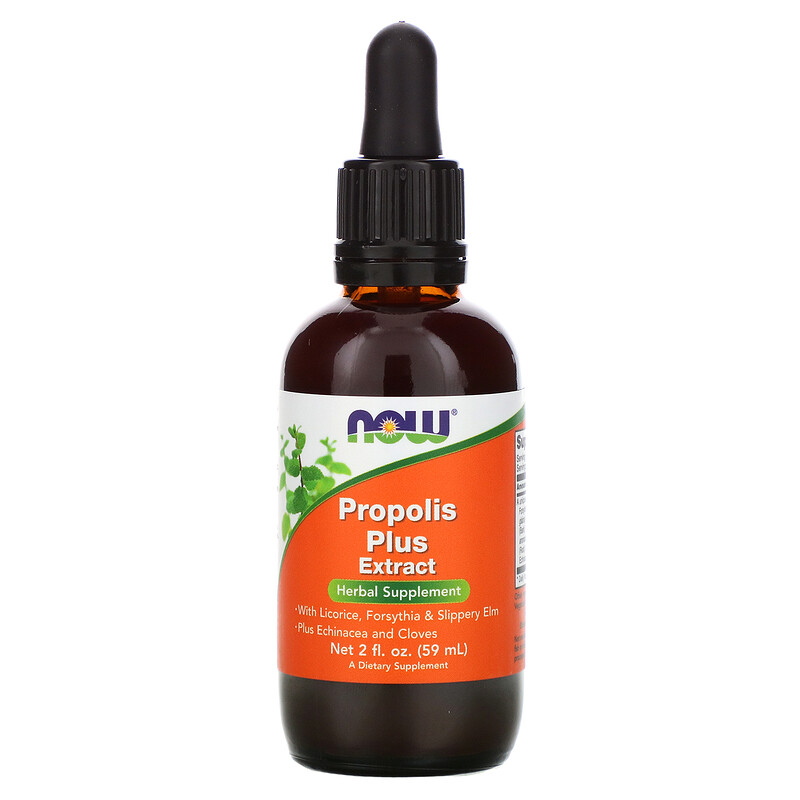 Фото - Вітаміни й мінерали Now Wsparcie Odporności Kit Pszczeli  Foods Propolis Plus Extract 60ml 