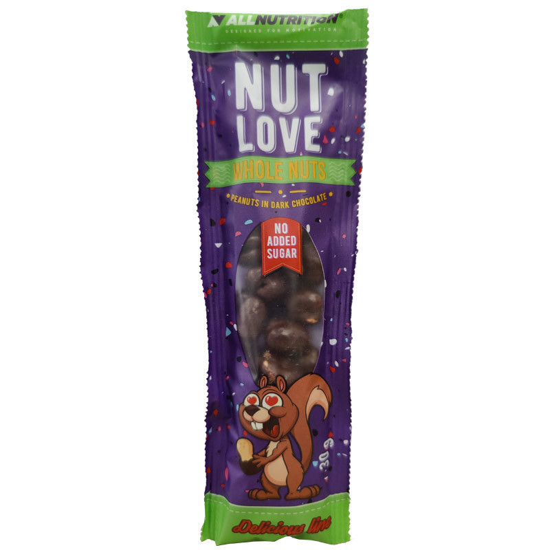 ALLNUTRITION Żywność Dietetyczna Orzeszki Arachiowe w Czekoladzie Allnutrition Nutlove Nuts Peanut 30g Ciemno Czekoladowy