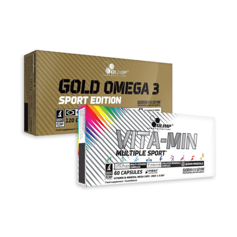 OLIMP Sport Nutrition Zestaw Witaminy i Minerały + Omega Olimp Vita-Min Multiple 60kaps + Olimp Gold Omega 3 120kaps