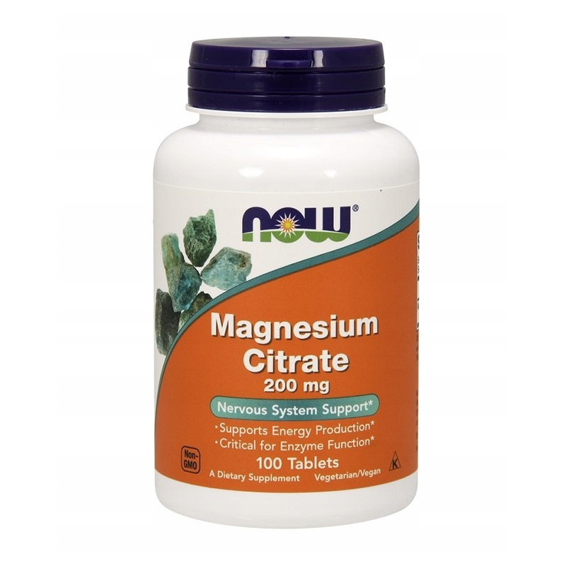 NOW Foods Minerały Magnez Now Foods Magnesium Citrate 200mg 100tab