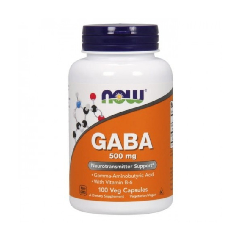 NOW Foods Adaptogeny Kwas Gamma-Aminomasłowy Now Foods Gaba + Witamina B6 100vkaps