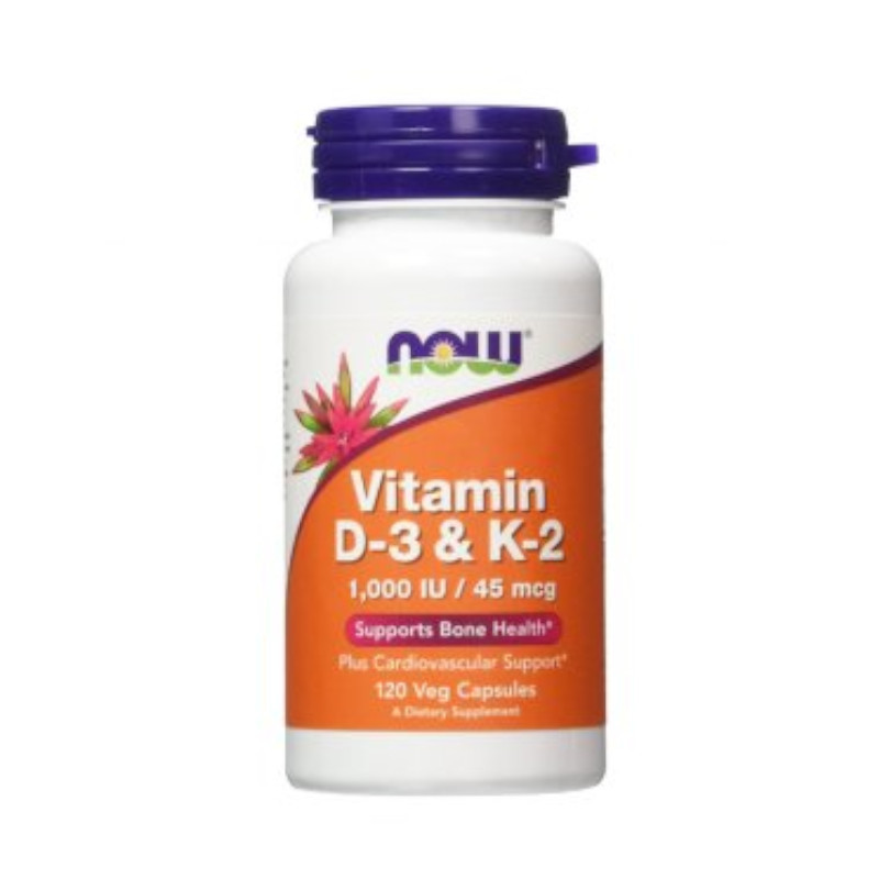 NOW Foods Witaminy D + K Now Foods Vitamin D3 + K2 1000IU 120kaps