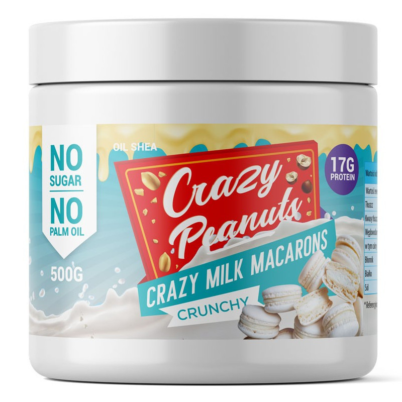Krem dietetyczny Promaker Crazy Peanuts Crazy 500g Milk Macarons Crunchy Krem dietetyczny Promaker Crazy Peanuts Crazy 500g Milk Macarons Crunchy
