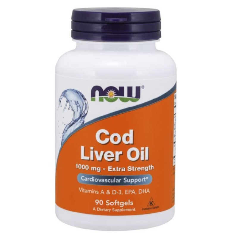 NOW Foods Kwasy Tłuszczowe Omega Now Foods Cod Liver Oil 1000mg 90softgels