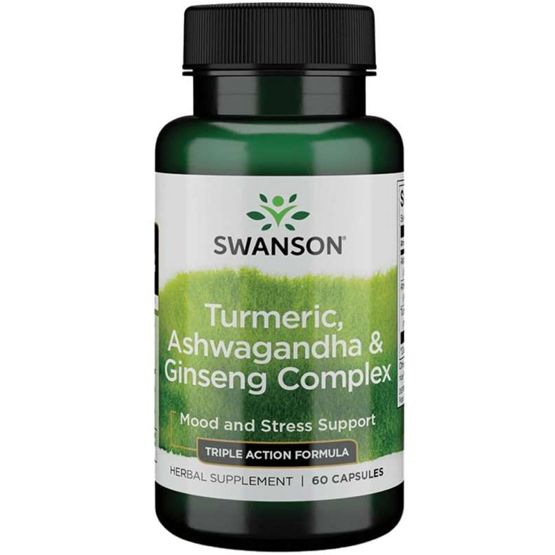 Swanson Health Products Adaptogeny Kompleks Swanson Turmeric Ashwagandha Ginseng 60kaps