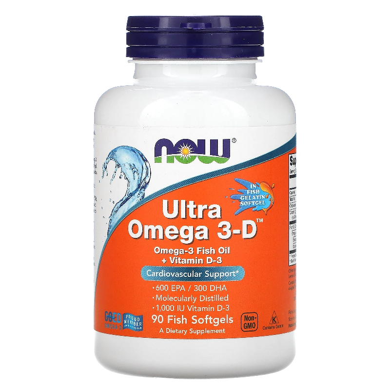 NOW Foods Kwasy Tłuszczowe Omega + D Now Foods Ultra Omega Vitamin D3 90softgels