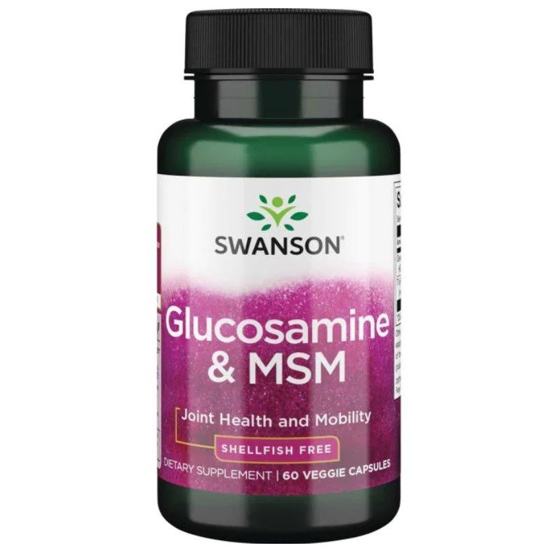 Swanson Health Products Regeneracja Stawów Glukozamina + Siarka Organiczna Swanson Glucasamine & MSM Vegetarian 60vkaps