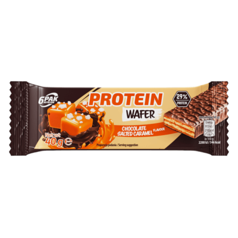 6 pak Baton Proteinowy Wysokobiałkowy 6PAK Protein Wafer 40g Czekolada- Słony Karmel