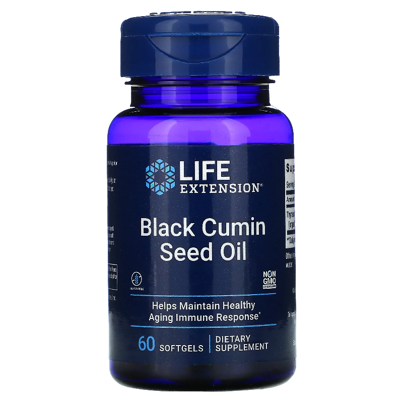 Zdjęcia - Witaminy i składniki mineralne Life Extension Kwasy Tłuszczowe Olej z Czarnuszki  Black Cumin Seed Oil 60softgels 