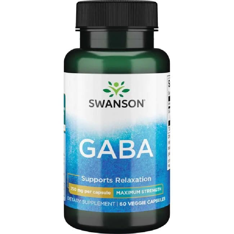 Swanson Health Products Adaptogeny Kwas Gamma-Aminomasłowy Swanson Gaba 750mg 60vkaps