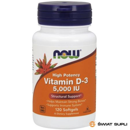 Witaminy D Now Foods Vitamin D3 5000IU 120softgels