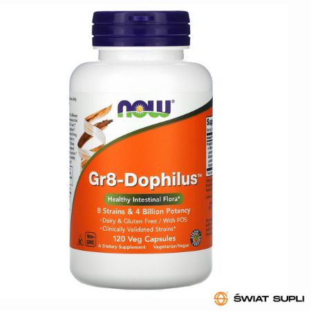 Wsparcie Jelit Probiotyki Now Foods Gr8-Dophilus 120vkaps