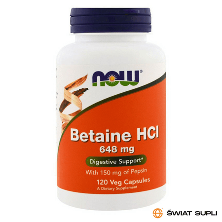 Now Betaine HCL to suplement diety, który pomaga na problemy ze zgagą, wzdęciami i gazami. 