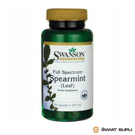 Swanson Spearmint to suplement ziołowy z miętą. Działa korzystnie na układ trawienny. Eliminuje gazy. 