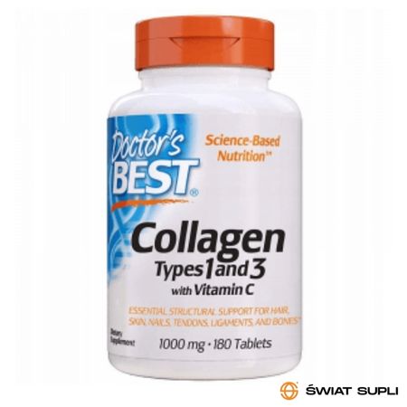 Regeneracja Stawów Kolagen + Vit C Doctor's Best Collagen Types 1&3 + Vit C 180tab