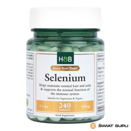 Minerały Selen Holland&Barrett Selenium 200μg 240tab
