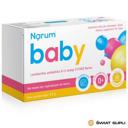 Wsparcie Jelit Probiotyki dla Dzieci Narum Baby 150mg 30kaps
