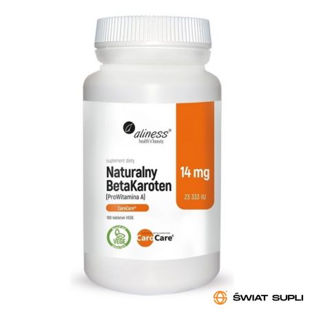 Witamina A Aliness Naturalny BetaKaroten 14 mg (ProWitamina A) 100tab
