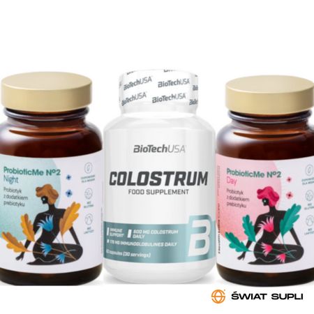 Zestaw Walentynkowy "Pokochaj Brzuszek" BioTechUSA Colostrum 60kaps + Health Labs Care ProbioticMe No.2 60kaps