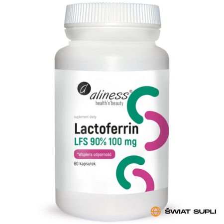 Wsparcie Odporności Laktoferyna Aliness Lactoferrin LFS 90% 100mg 60kaps
