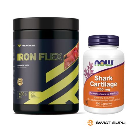 Zestaw Walentynkowy "Pokochaj Stawy" Promaker Iron Flex 400g + Now Foods Shark Cartilage 750 mg 100Kaps
