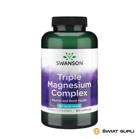 Minerały Magnez Swanson Triple Magnesium Complex 400mg 300kaps
