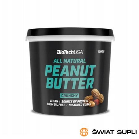 Zdrowa Żywność Masło Orzechowe BioTechUSA All Natural Peanut Butter Crunchy/Smooth 1000g
