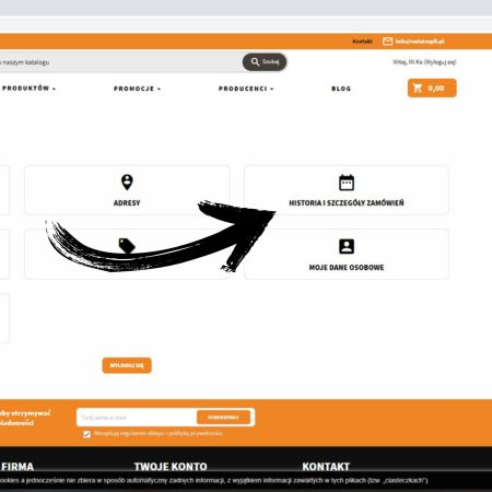Instrukcje, kliknij historia zamówień